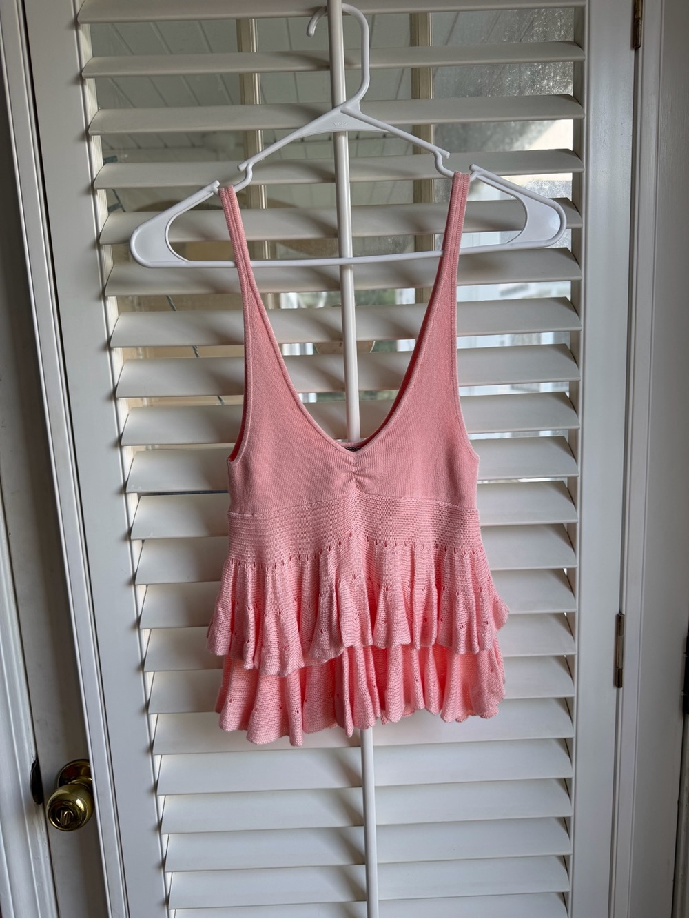 Balletcore Kimchi Blue NWT tiered ruffle tank size M pointelle knit